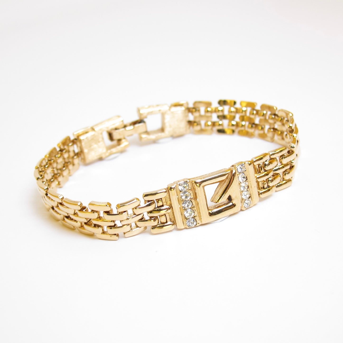 Givenchy Vintage G Logo with Rhinestone Golden Bracelet