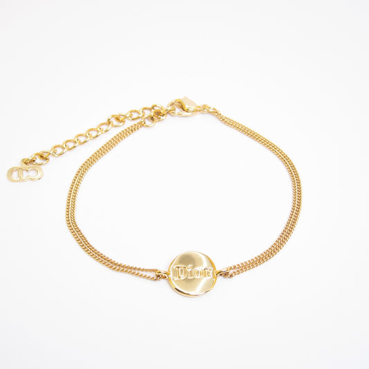 Christian Dior Vintage Dior Logo on Round Shaped Golden Bracelet