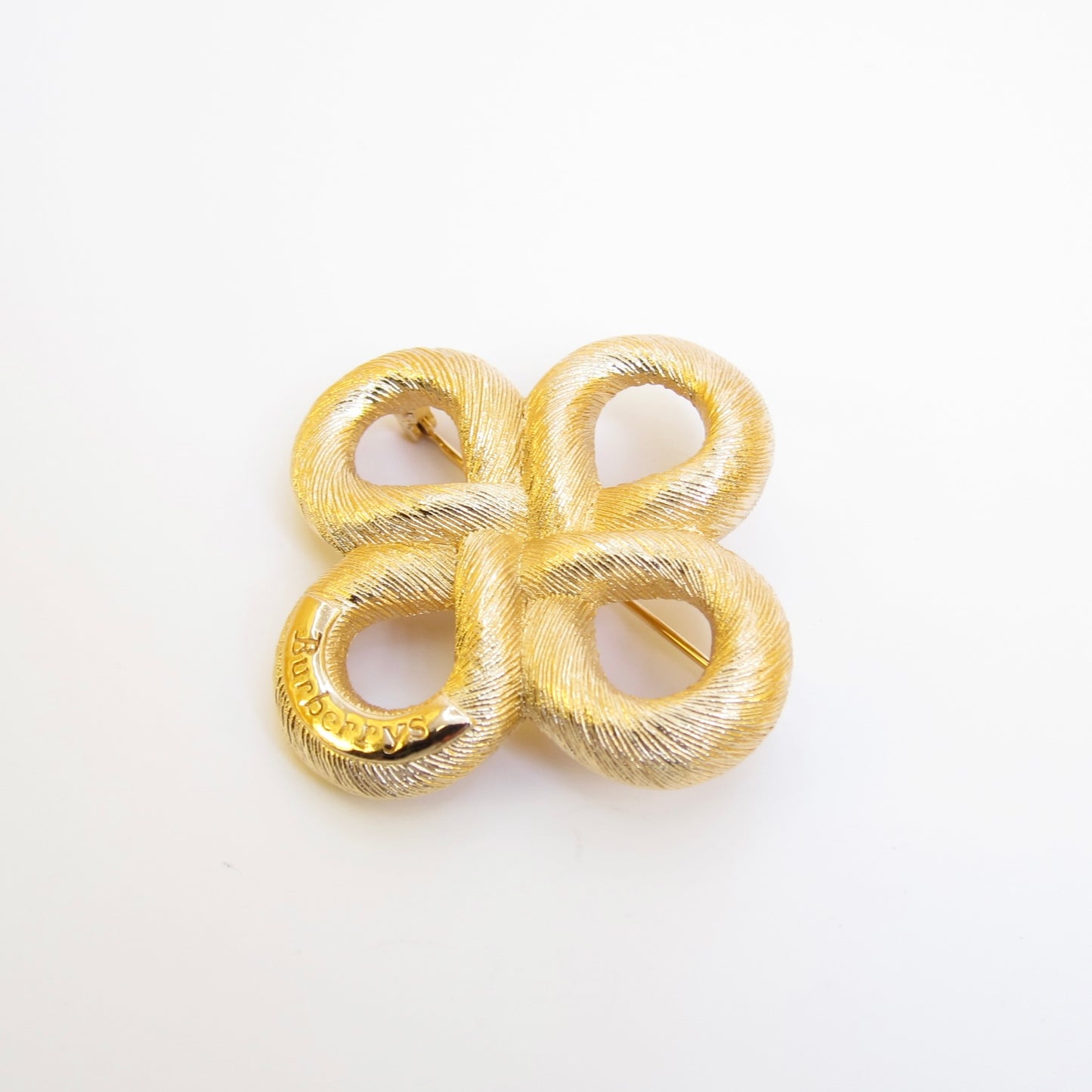 Burberry Vintage Textured Open Knot Golden Brooch