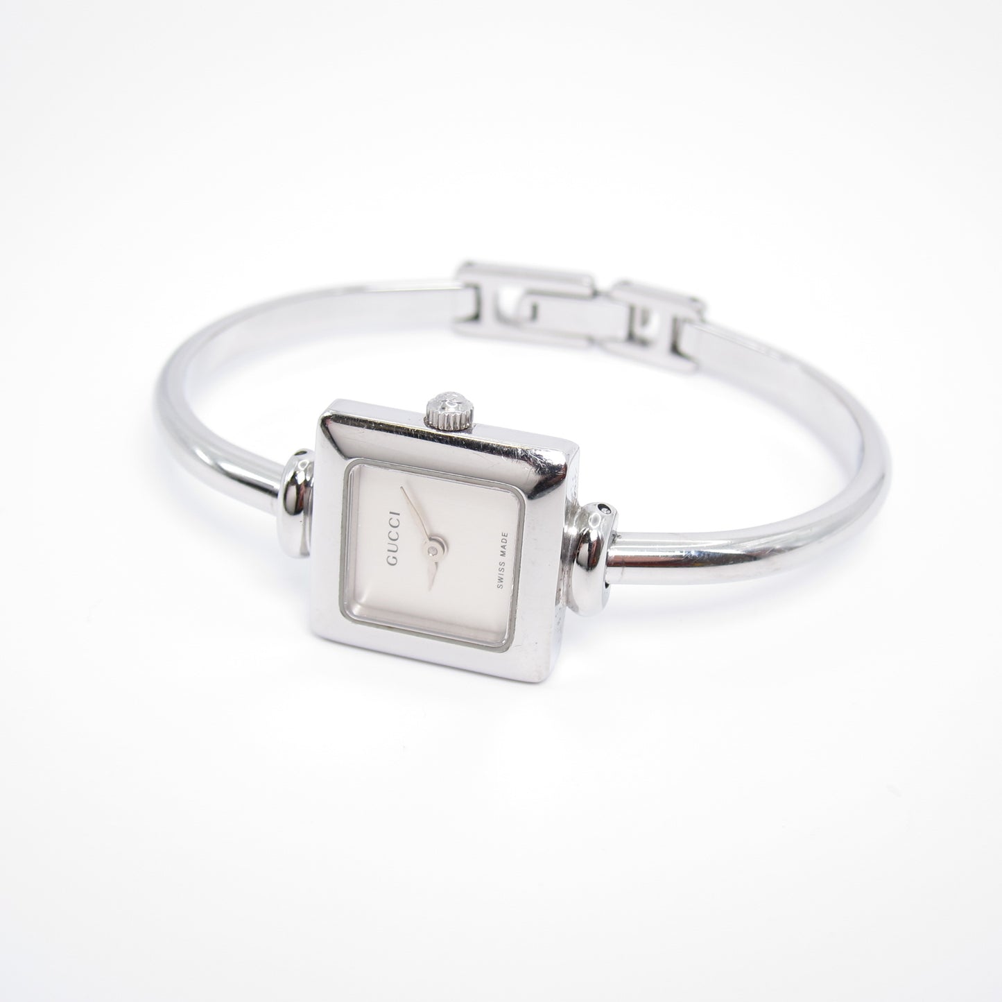 Gucci Vintage Square Face Silver Bangle Watch