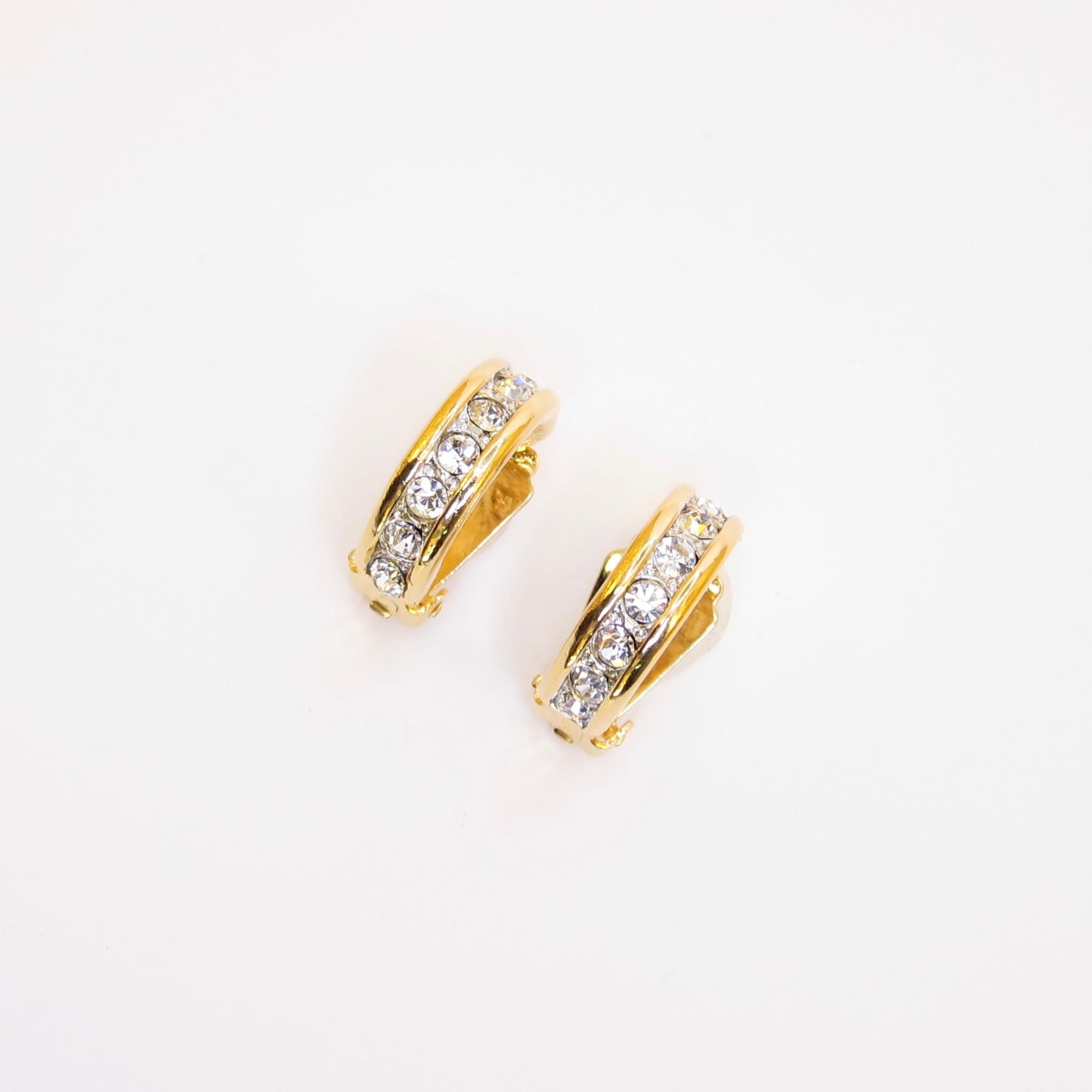 Yves Saint Laurent Vintage Rhinestone Golden Clip-on Earrings