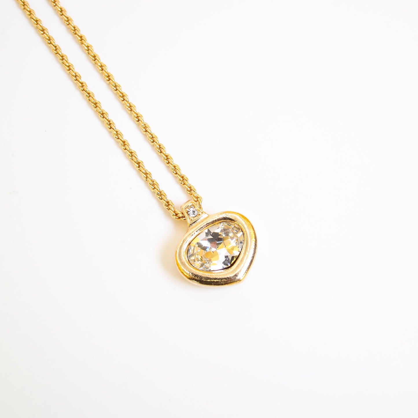 Christian Dior Vintage Rhinestone Motif Golden Necklace