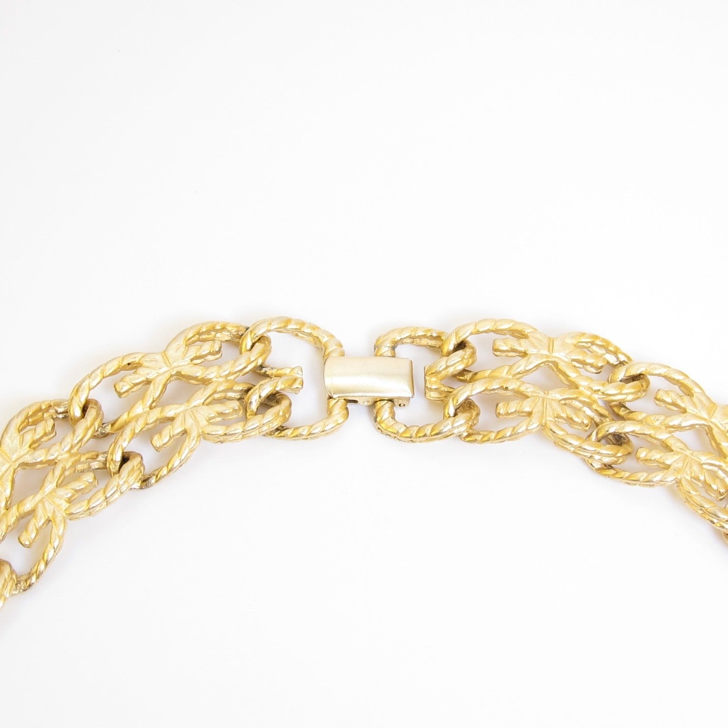 Givenchy Vintage GG Logo Textured Woven Golden Chain Necklace