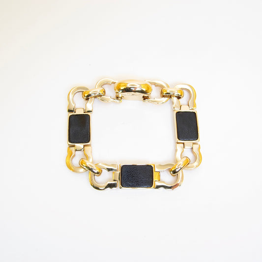 Ferragamo Vintage Gancini and Black Golden Bracelet