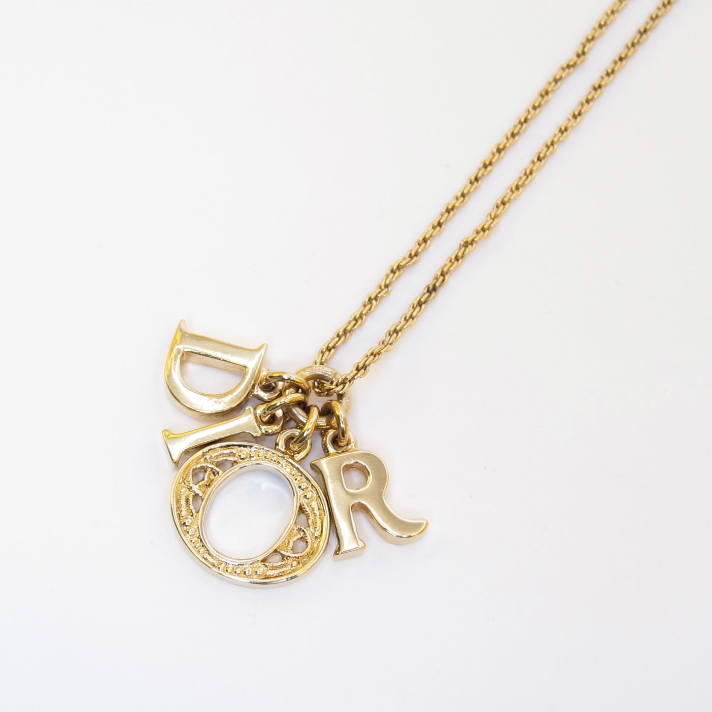 Christian Dior Vintage Dior  Letter Charm Golden Necklace