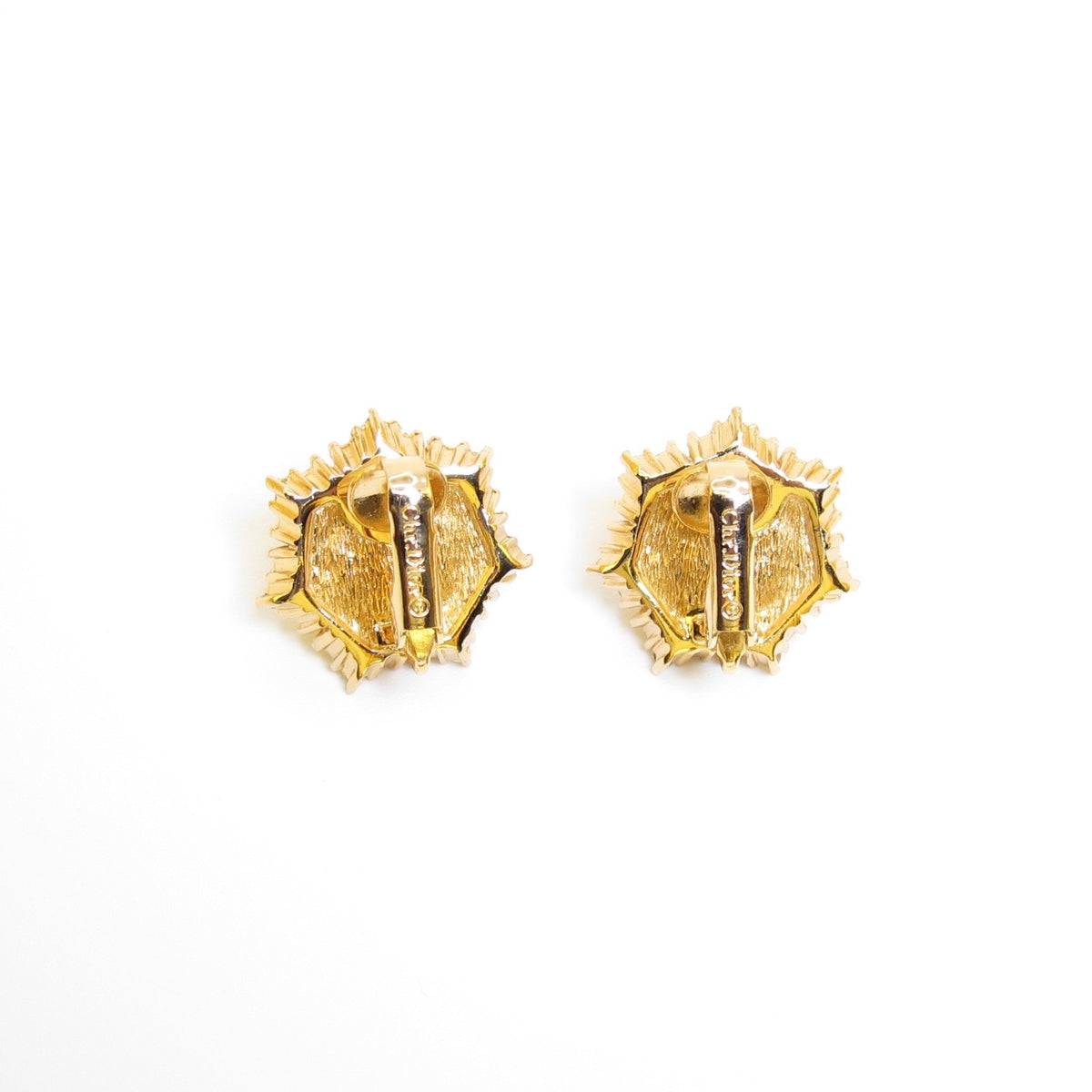 Christian Dior Vintage Faux Pearl Halo Gold-Tone Clip-On Earrings
