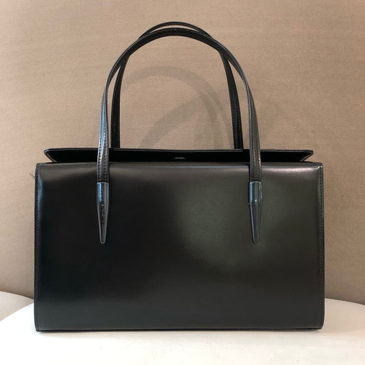 Givenchy Vintage Minimalist Black Leather Structured Handbag