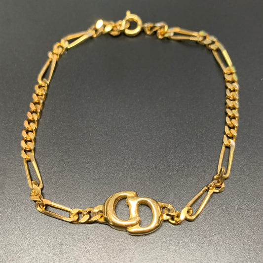 Christian Dior Vintage CD Logo Golden Bracelet