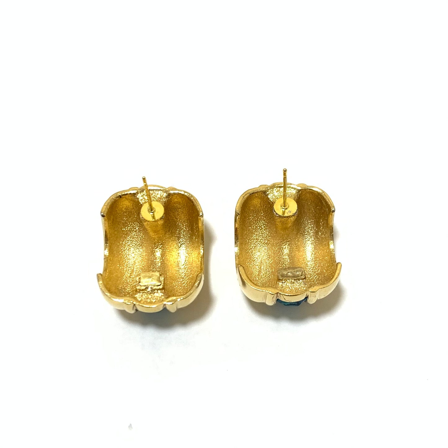 紀梵希 (Givenchy) 復古藍色寶石金色夾式耳環