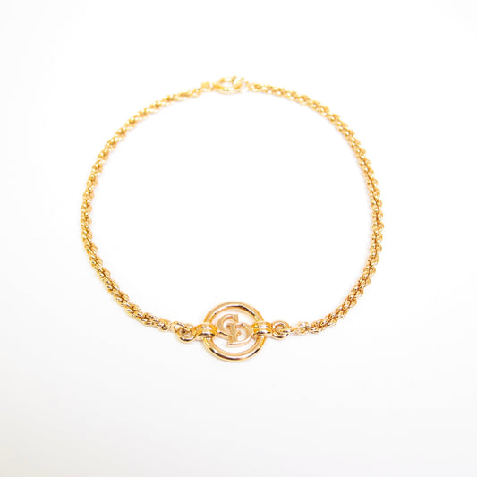 Christian Dior Vintage CD Logo in Circle Golden Bracelet
