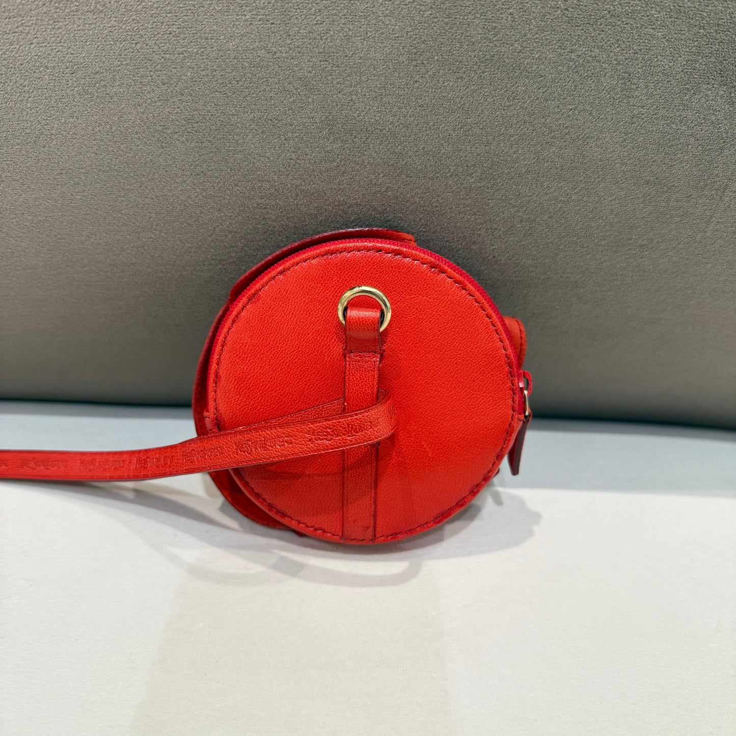 伊夫聖羅蘭復古紅色花卉皮革單肩包