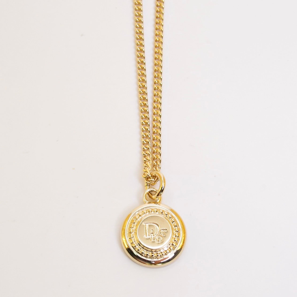 Christian Dior Vintage Dior Logo on Round Shaped Golden Necklace