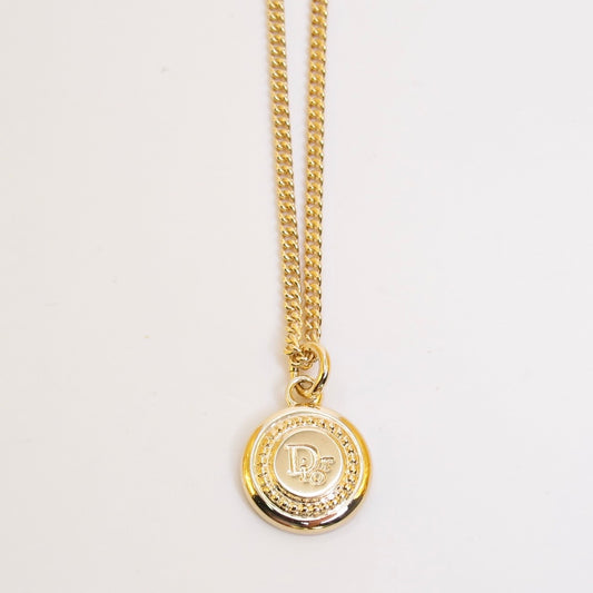 Christian Dior Vintage Dior Logo on Round Shaped Golden Necklace