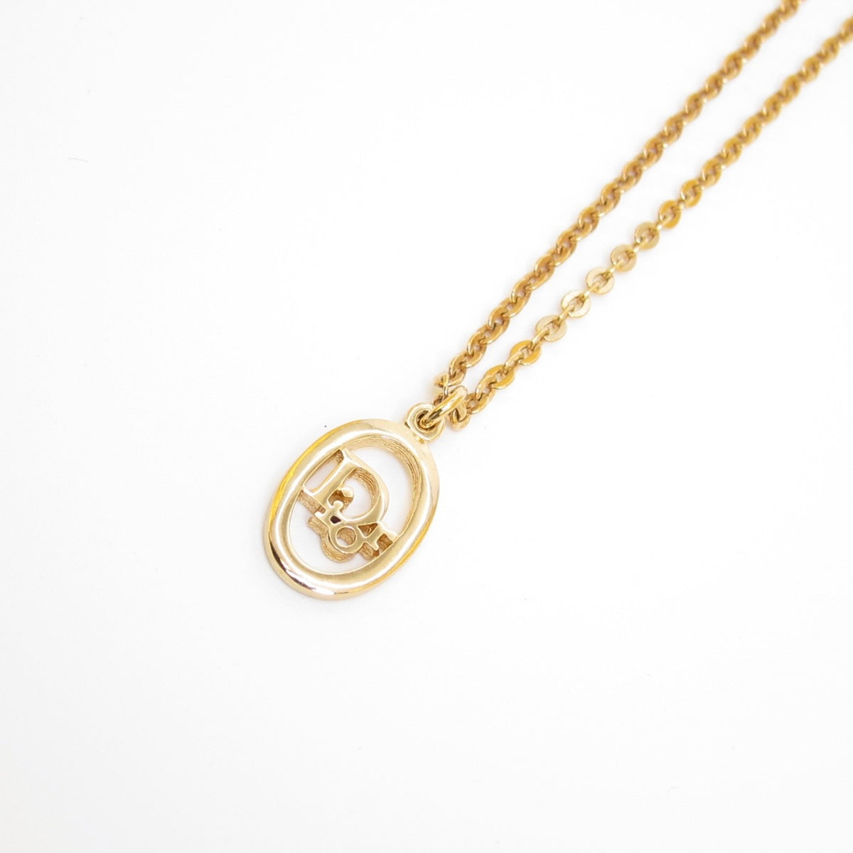 Christian Dior Vintage Oval CD Logo Gold-Tone Necklace