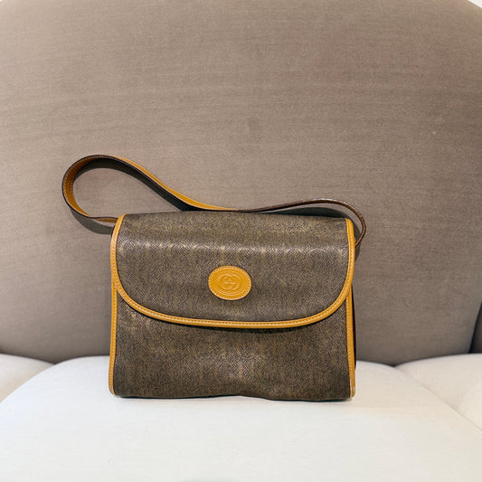 Gucci Gg Canvas Monogram Flap Shoulder Bag
