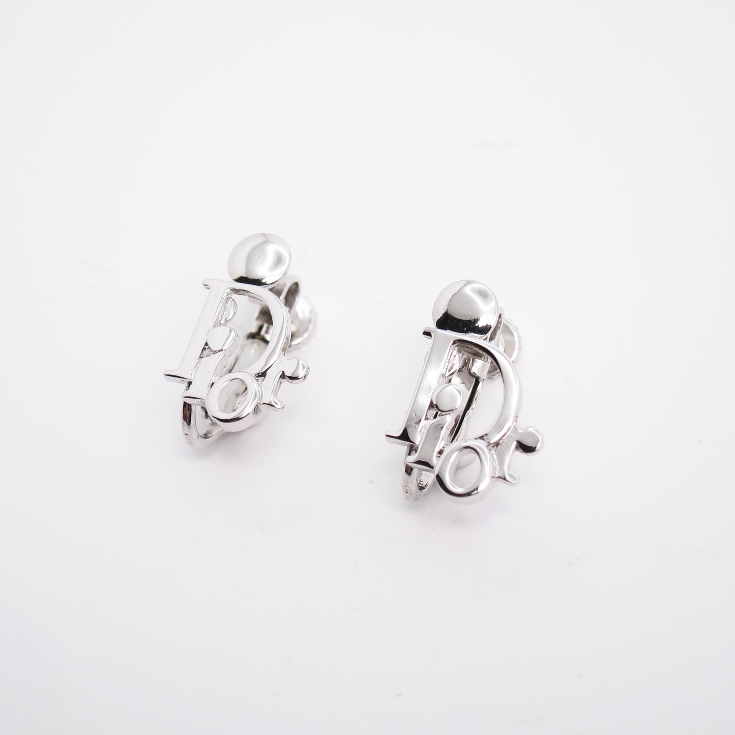 Christian Dior Vintage Dior Logo Silver Clip-on Earrings
