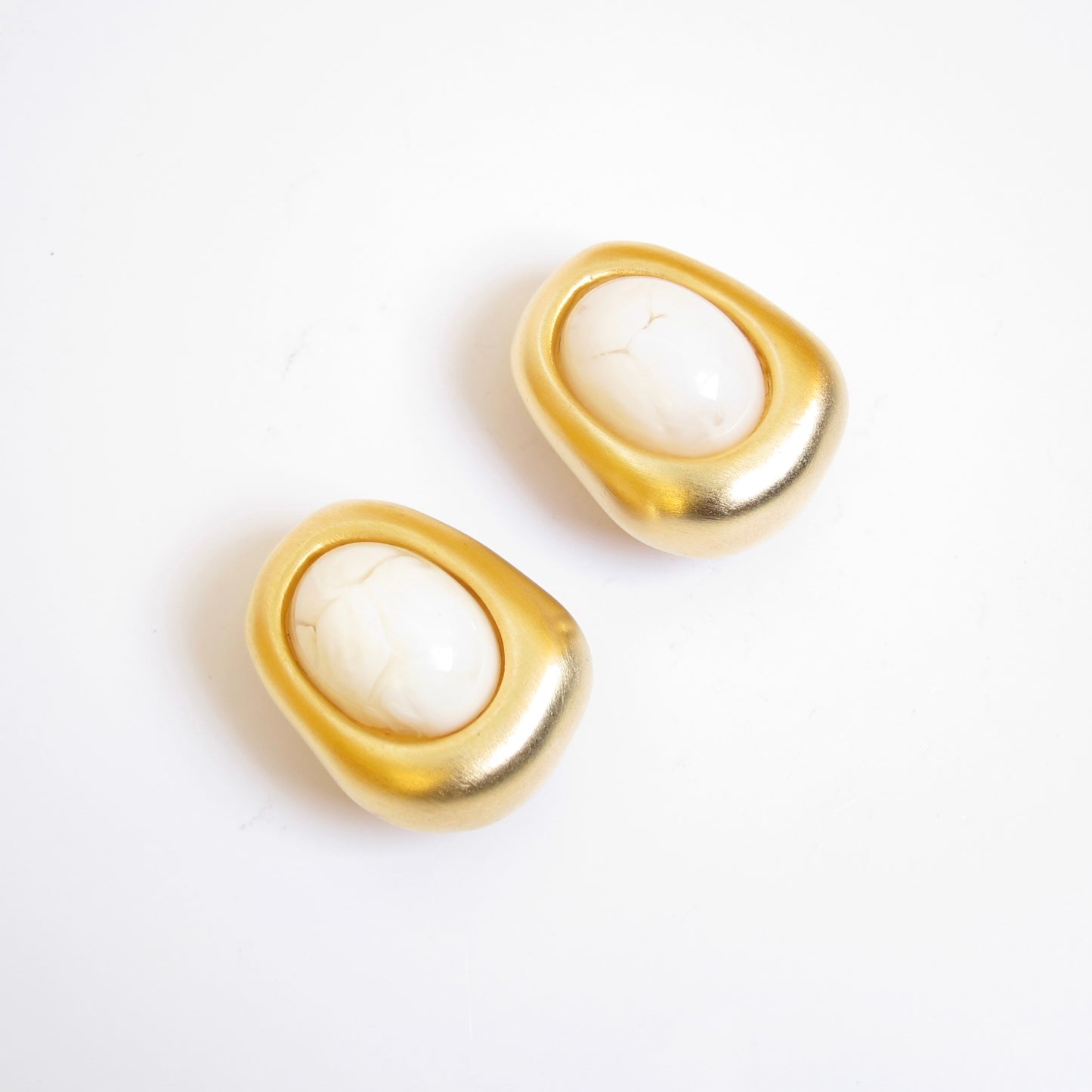Givenchy Vintage White Stone Golden Clip-on Earrings