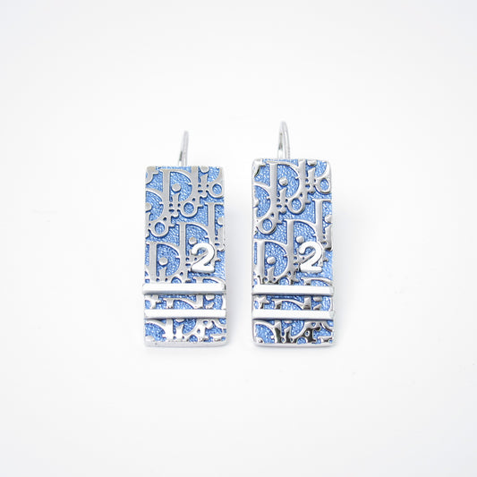 Christian Dior Vintage Sky Blue and Silver Trotter Earrings