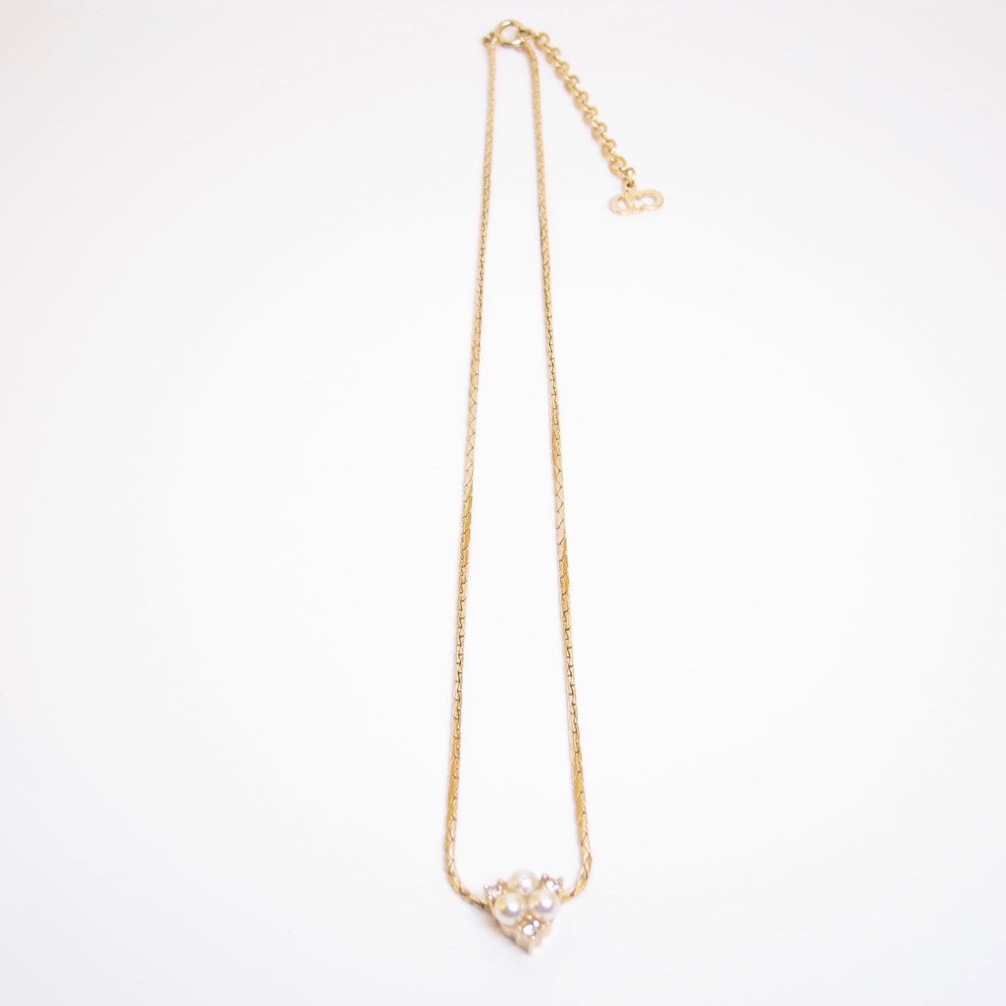 Christian Dior Vintage Pearl and Rhinestone Golden Necklace