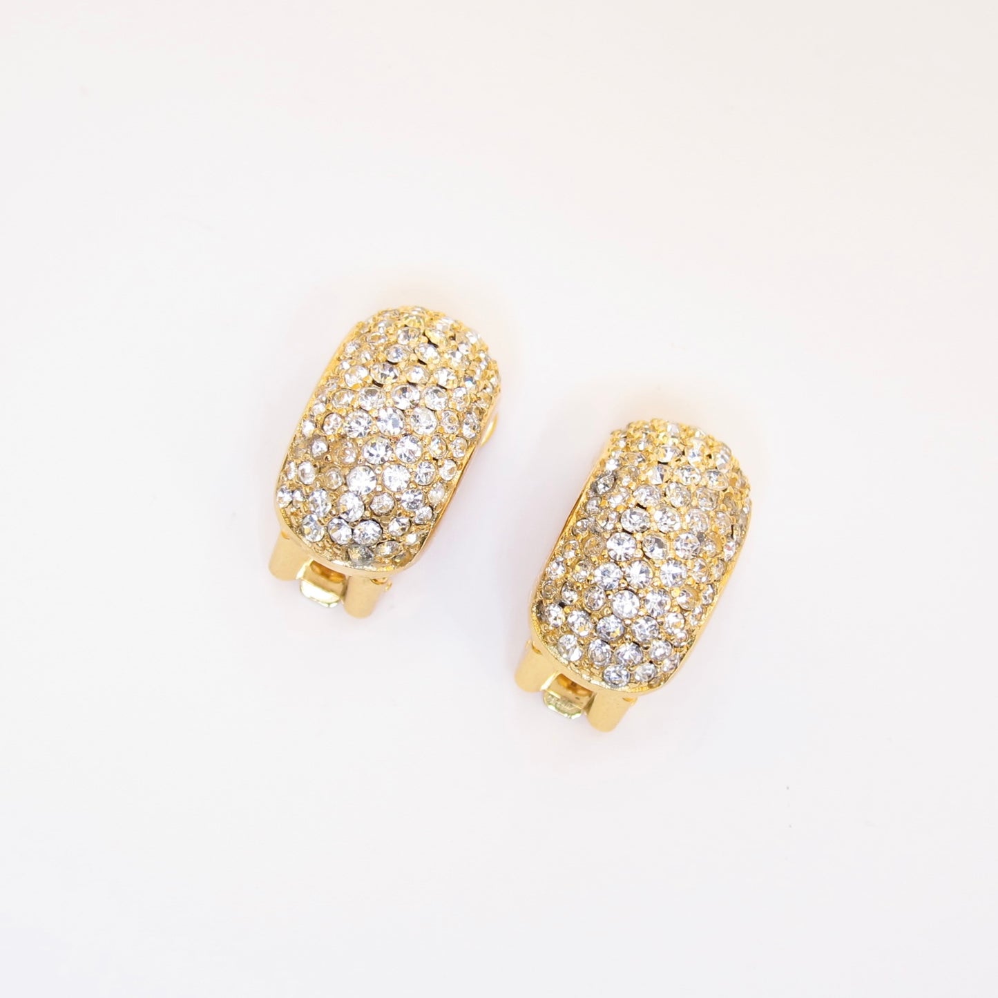 Christian Dior Vintage Rhinestone Golden Clip-on Earrings