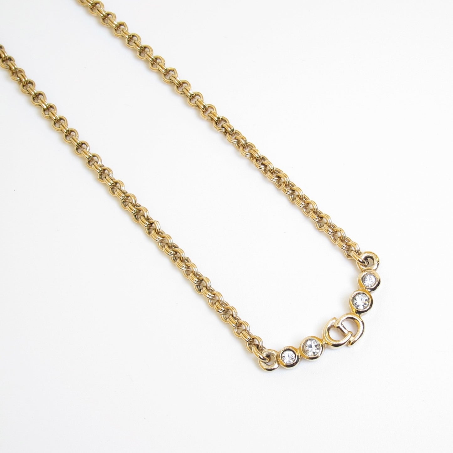 Christian Dior Vintage Four-Crystal CD Necklace