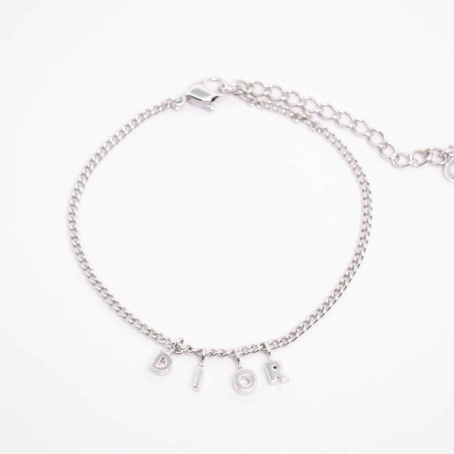 Christian Dior Vintage Dior Letter Charm Silver Bracelet