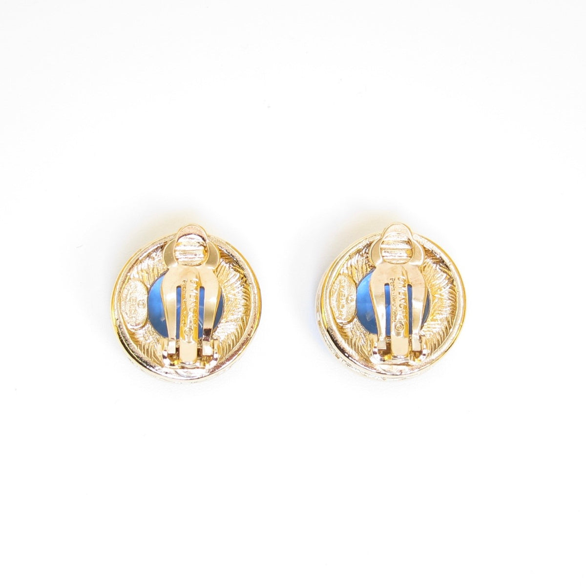 Givenchy Gold-Plated Blue Stone Clip-On Earrings