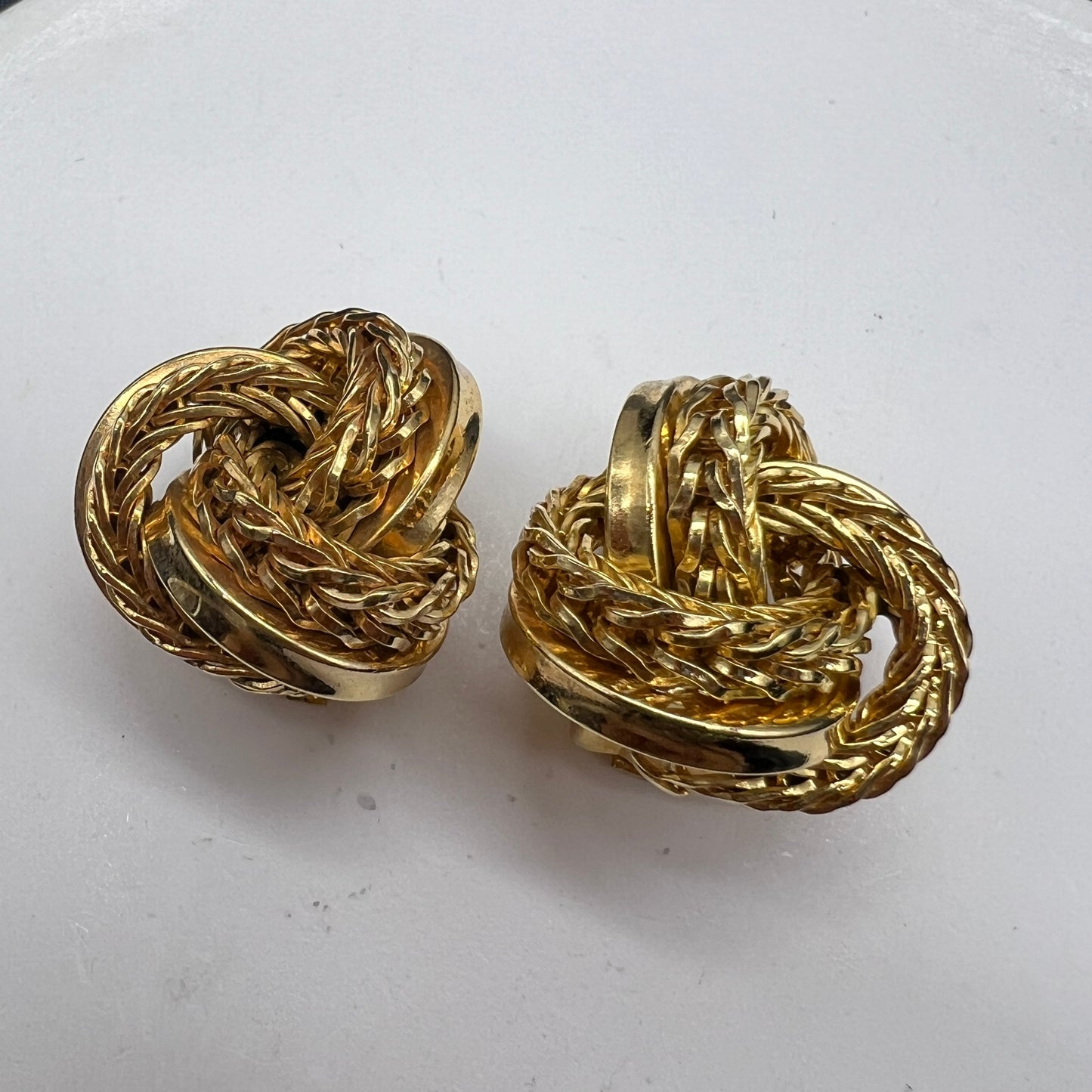 Christian Dior Vintage Golden Twist Clip-On Earrings