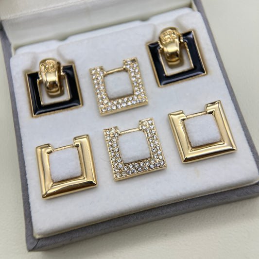 Christian Dior Vintage CD Logo 3 Sets Changeable Clip-on Earrings
