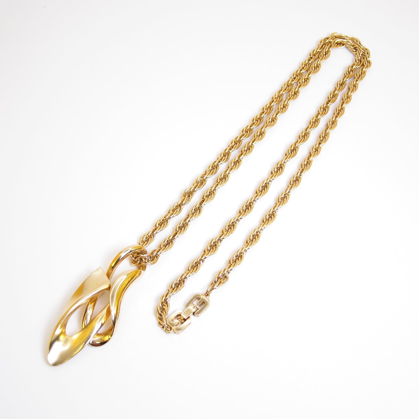 Givenchy Vintage Sculptural Wave Pendant Golden Necklace