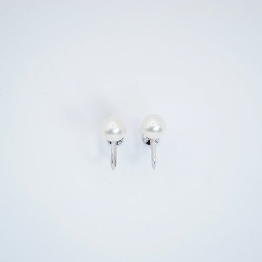 Mikimoto Vintage Akoya Pearl 14K White Gold Clip-on Earrings