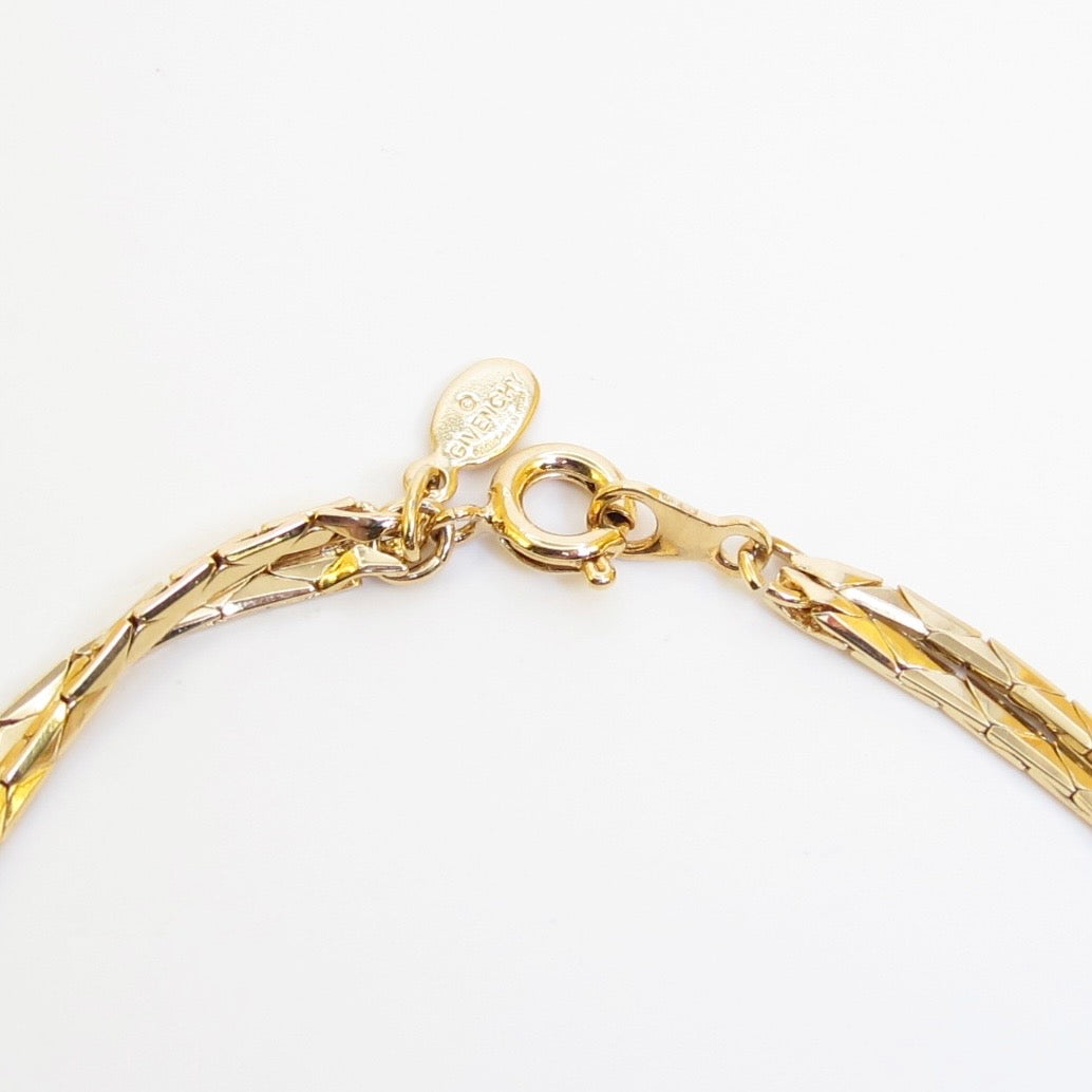 Givenchy Vintage G Logo with Rhinestone Two Tone Bracelet