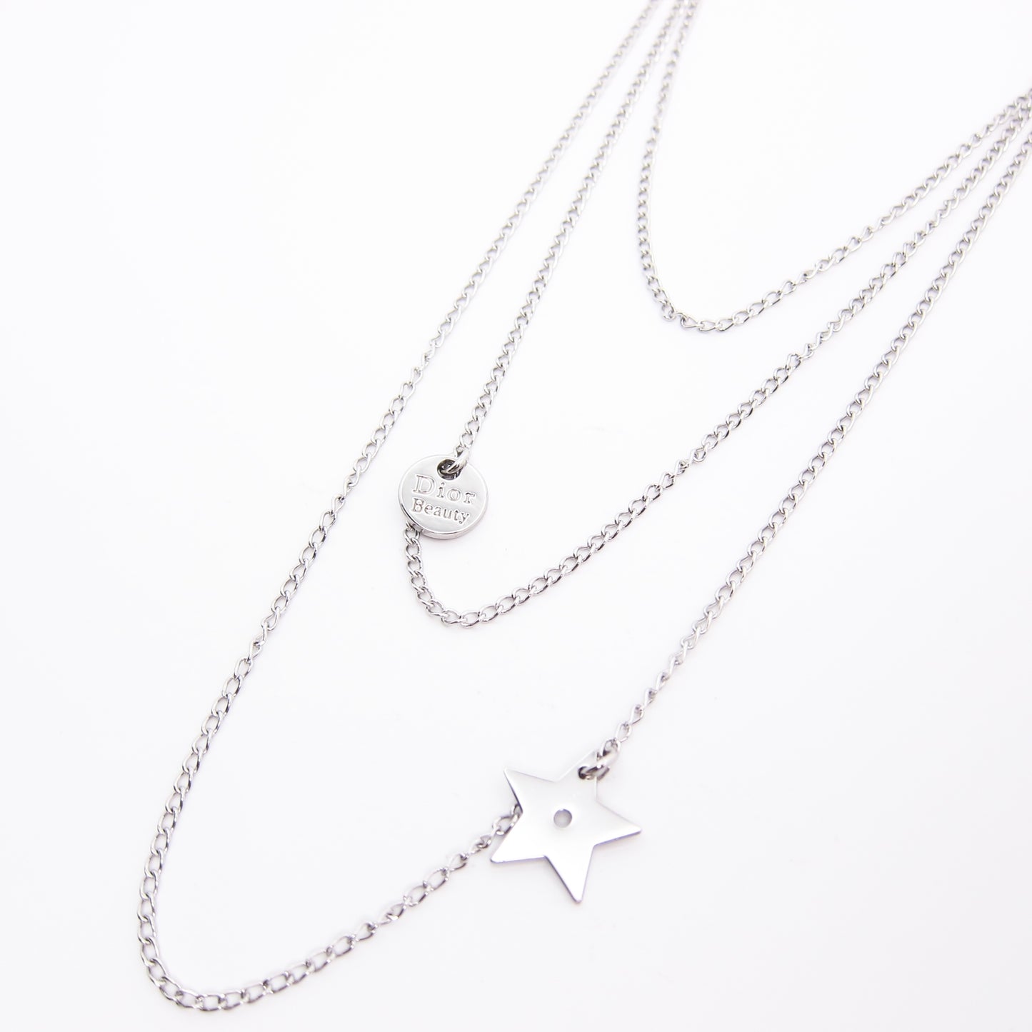 Christian Dior Vintage CD Logo and Charms Silver Long Necklace