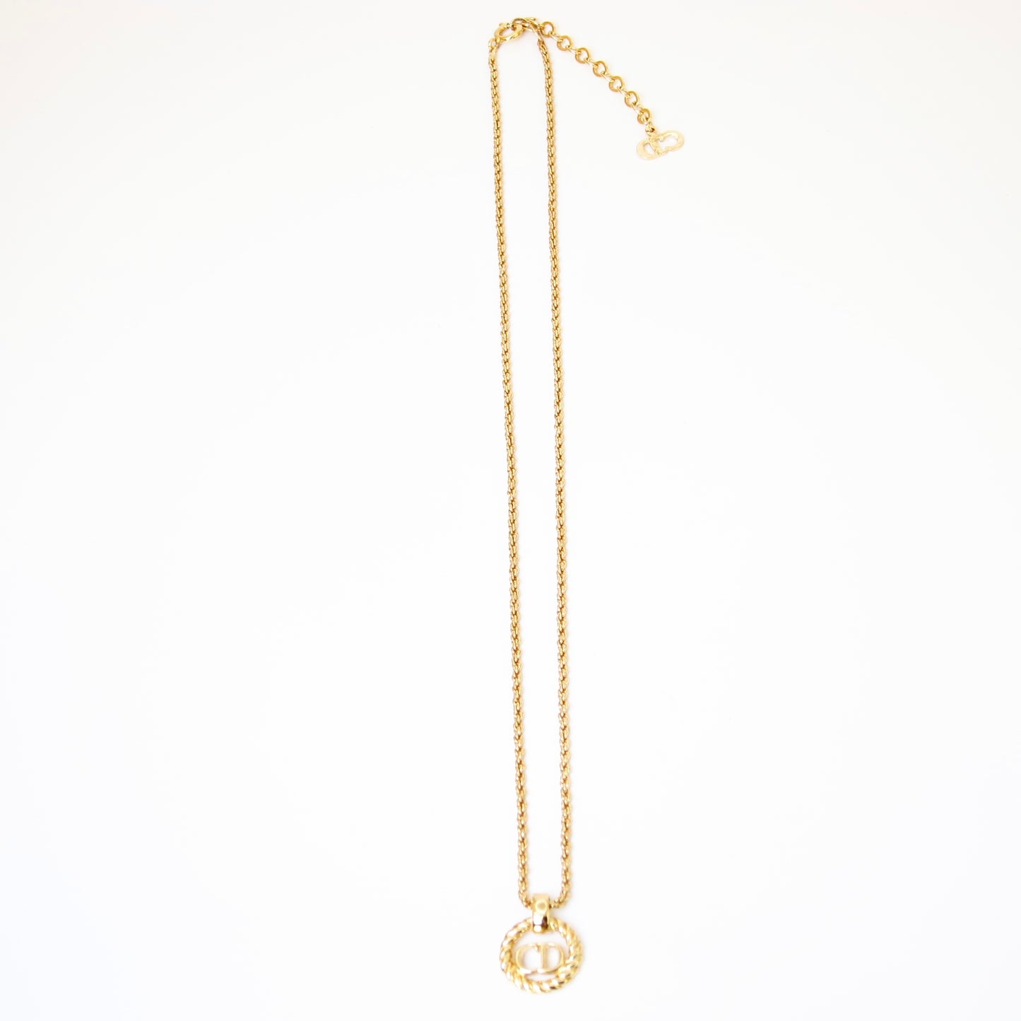 Christian Dior Vintage CD Logo in Twist Circle Golden Necklace