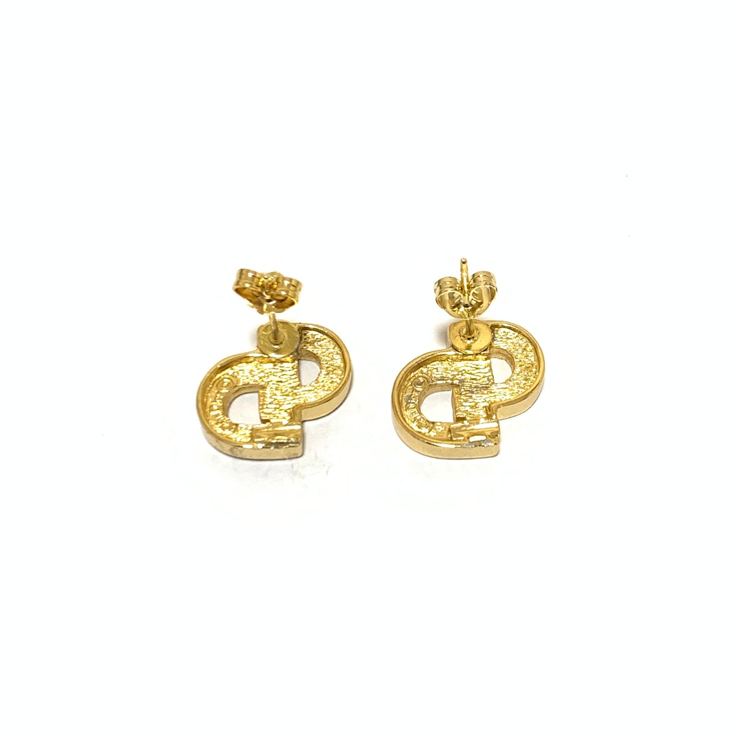 Christian Dior Vintage CD Logo with Rhinestone Golden Earrings