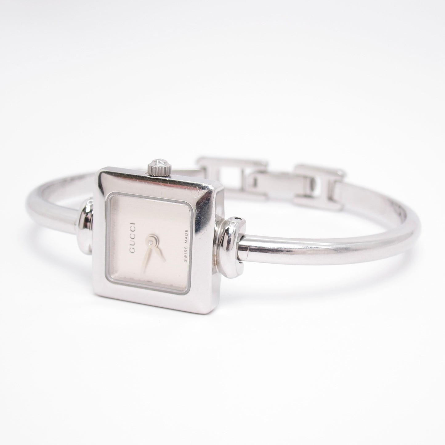 Gucci Vintage Square Silver Face Bangle Watch