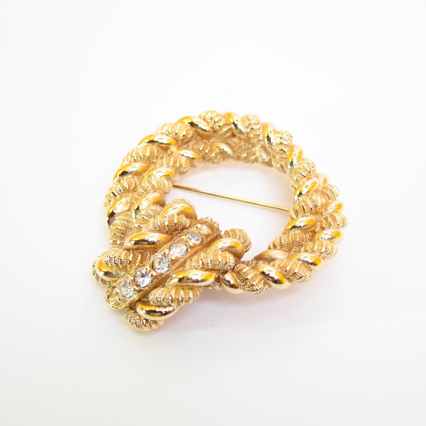 Christian Dior Vintage Stylish Rhinestone Golden Brooch