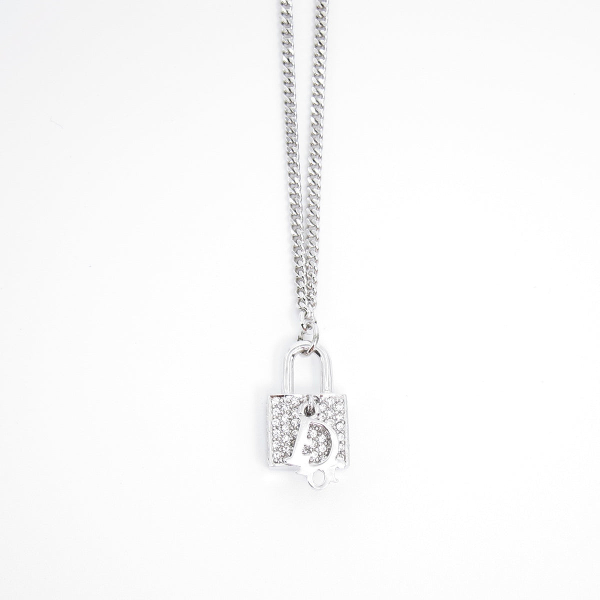 Christian Dior 中古閃石鎖頭銀色頸鏈