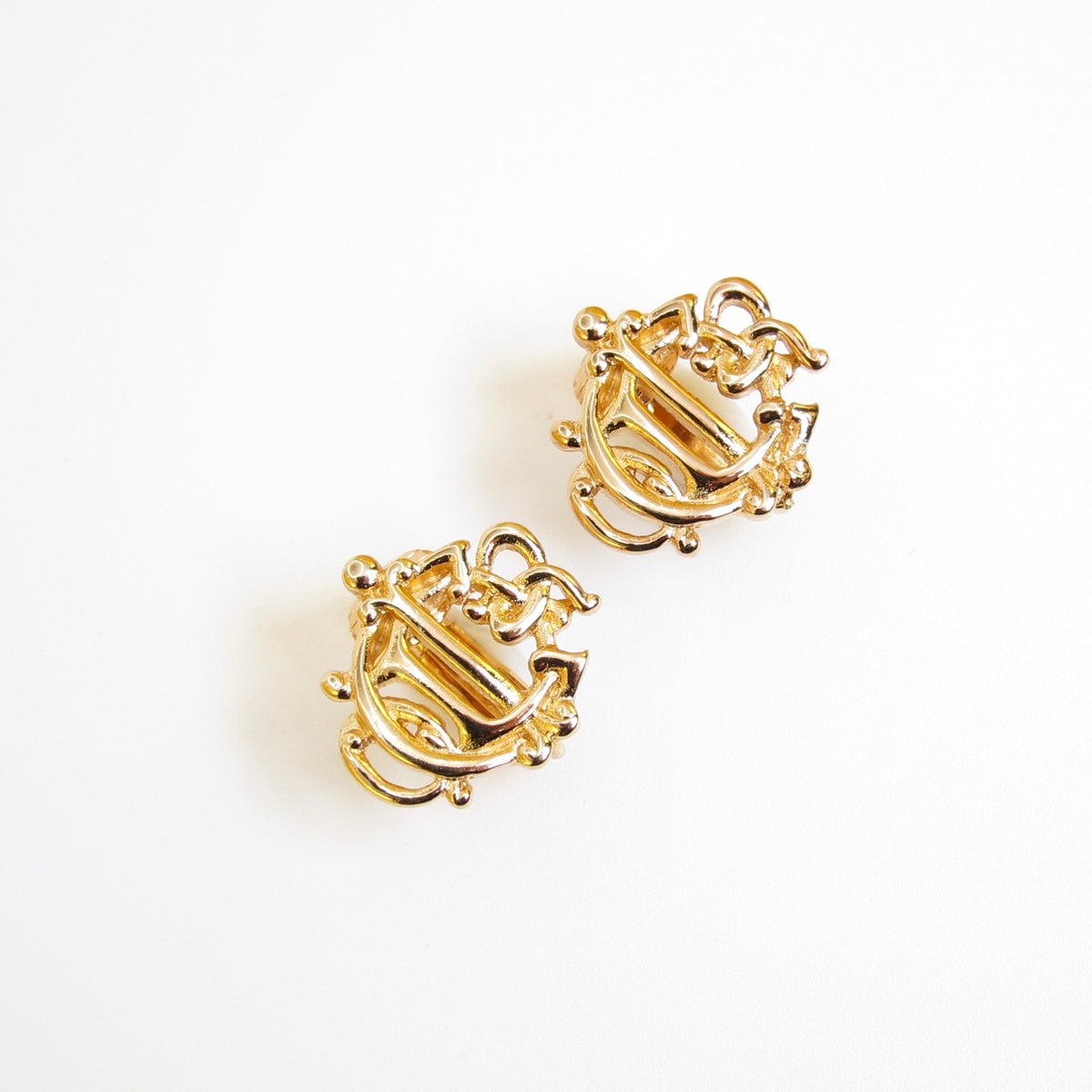 Christian Dior Gold-Tone Crest Logo Clip-On Earrings