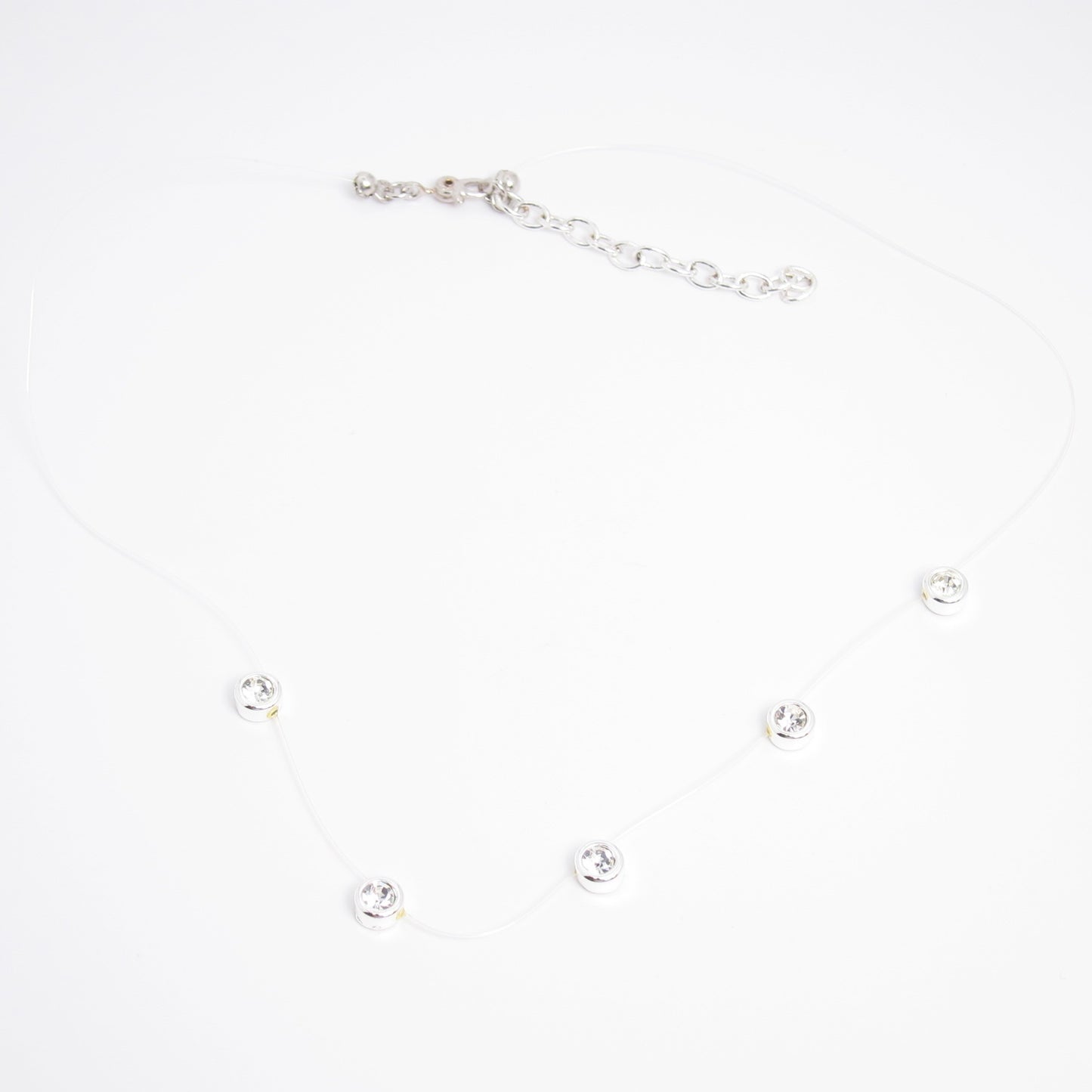 Monet Vintage Silver Bezel Rhinestone Necklace