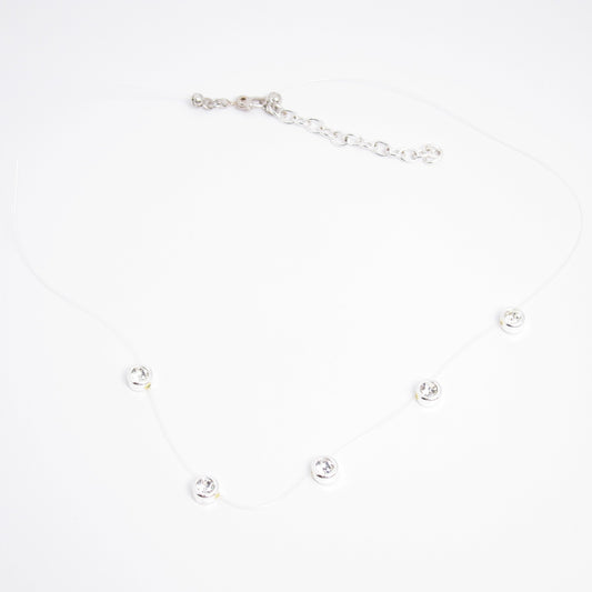 Monet Vintage Silver Bezel Rhinestone Necklace
