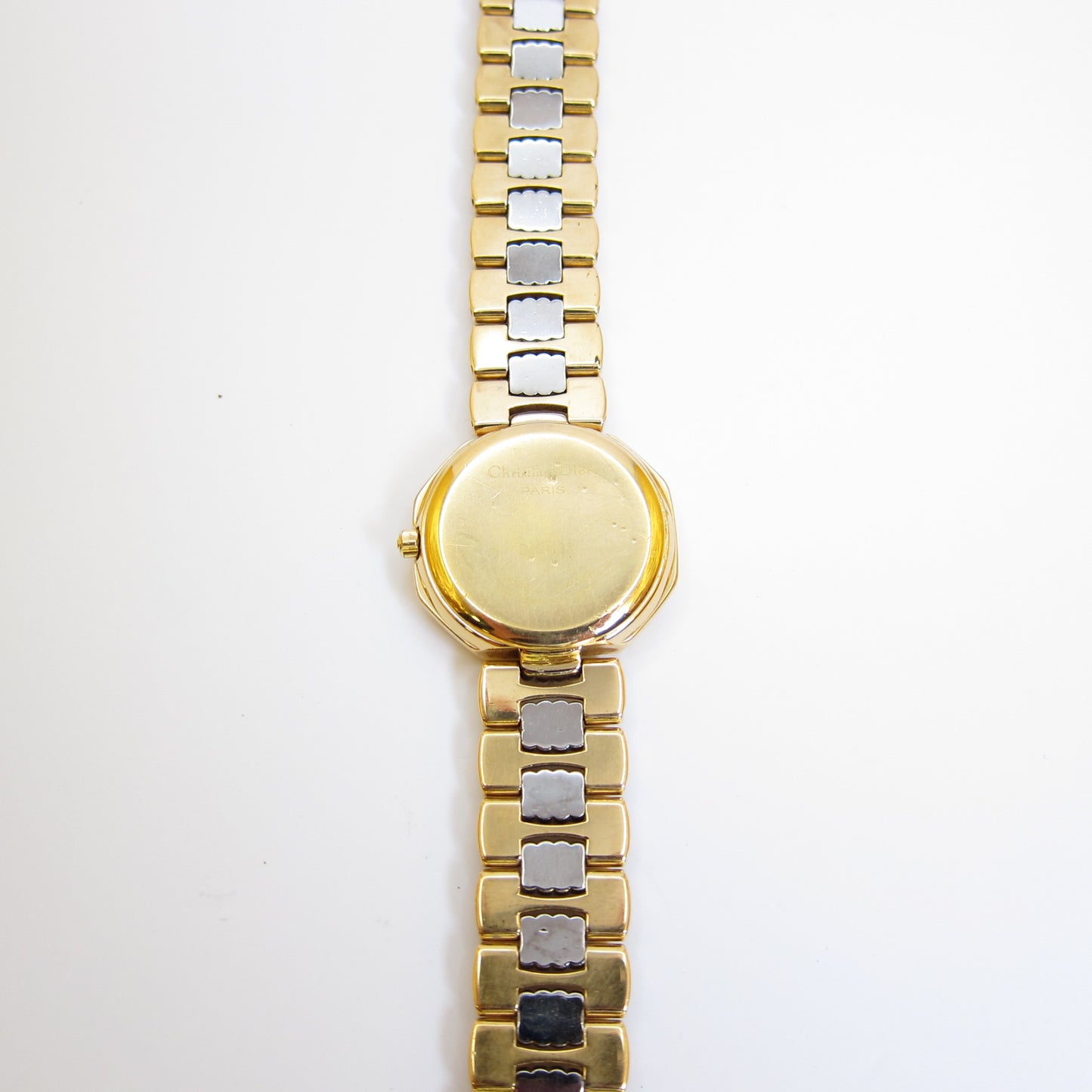 Christian Dior Vintage Octagon Golden Face Diamond Dial Two Tone Watch