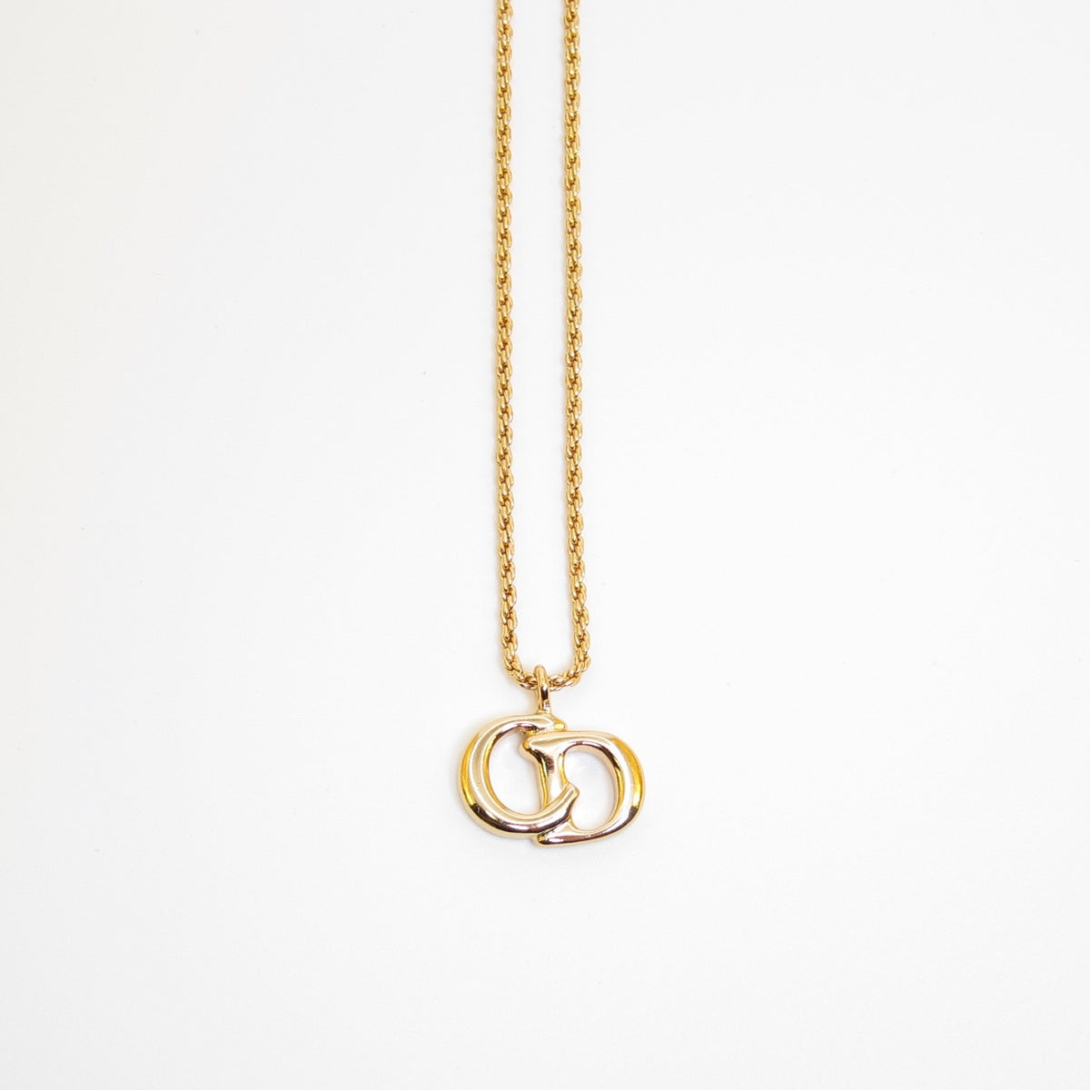 Christian Dior 中古交疊 CD 字母金色頸鏈
