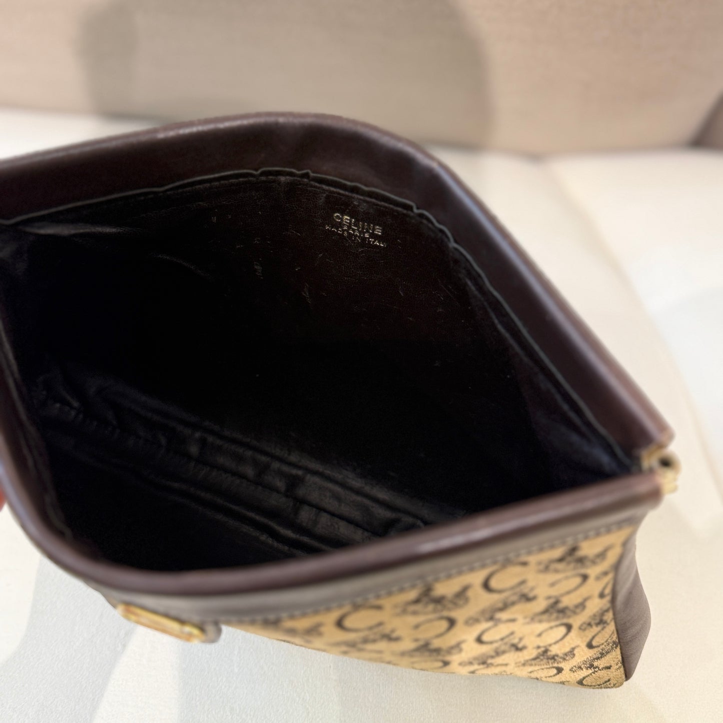 Celine Macadam Clutch Bag With Horse Carriage Motif