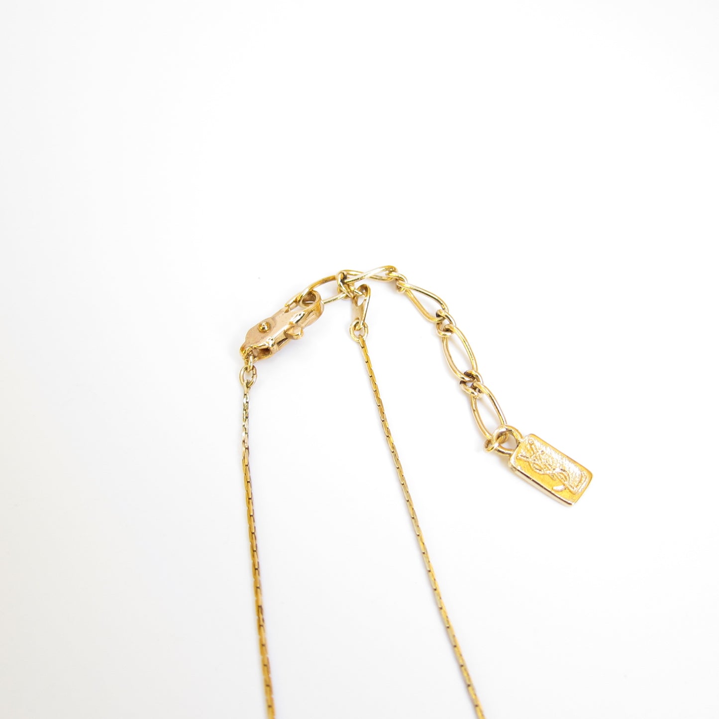 Yves Saint Laurent Vintage YSL Logo with Rhinestone Golden Necklace