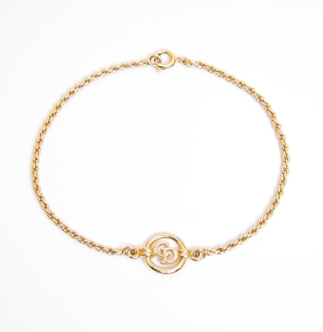 Christian Dior Vintage CD Logo in Circle Golden Bracelet