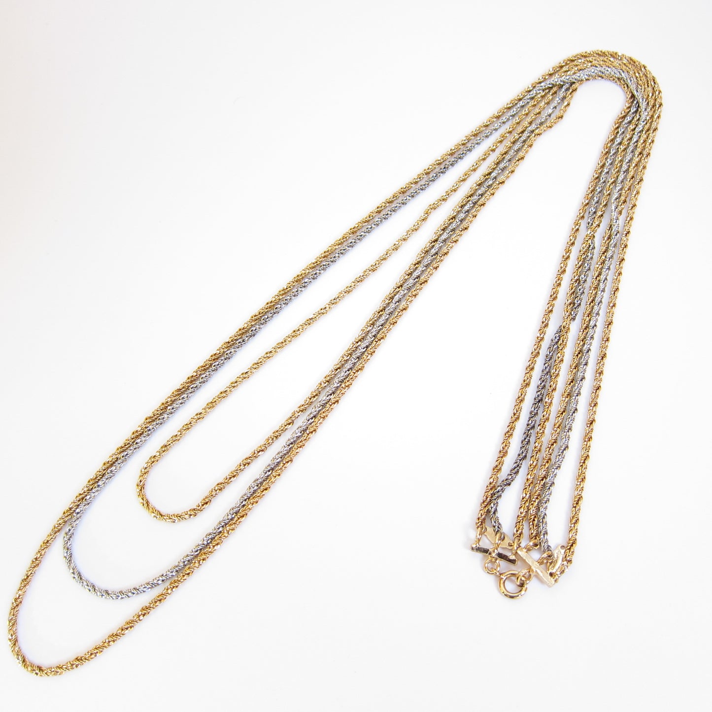 Christian Dior Vintage Two Tone 3-row Long Necklace