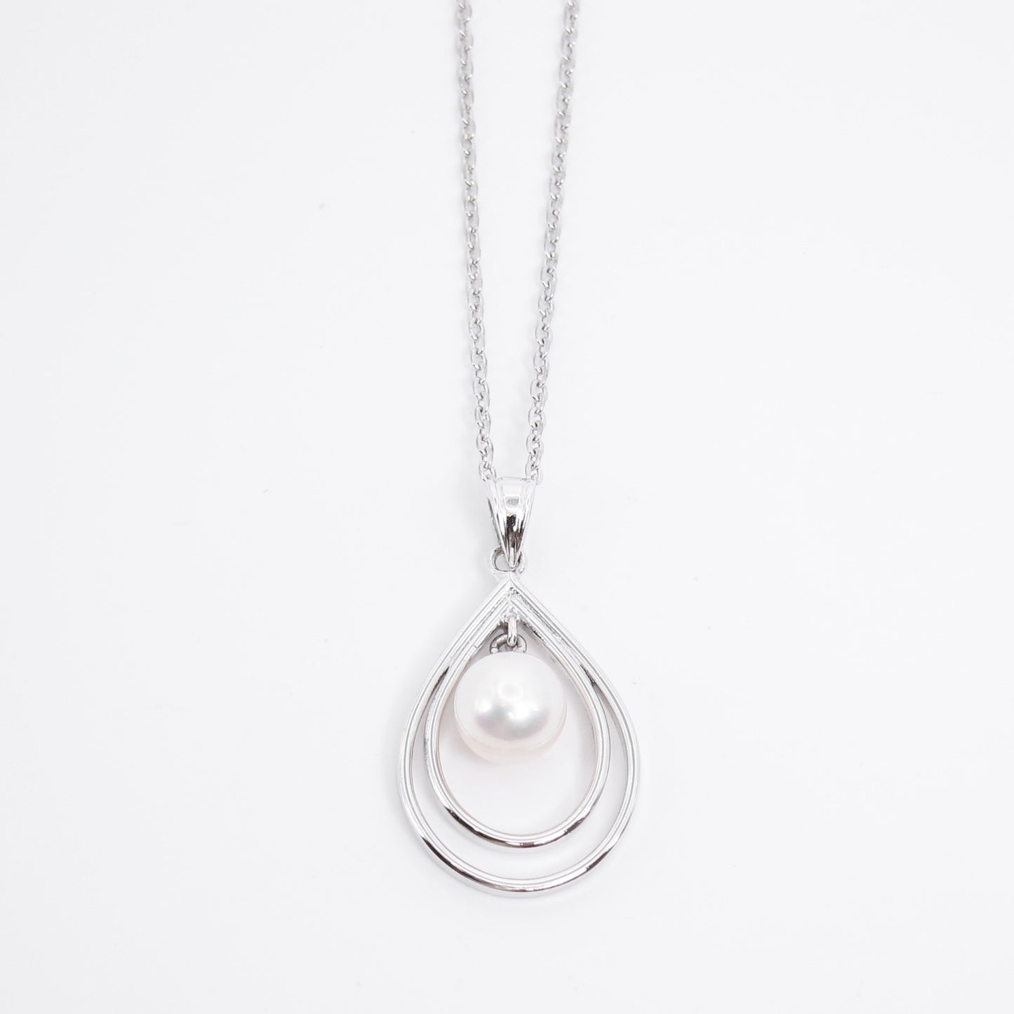 Tasaki Vintage Drop Shaped with Pearl Silver Necklace