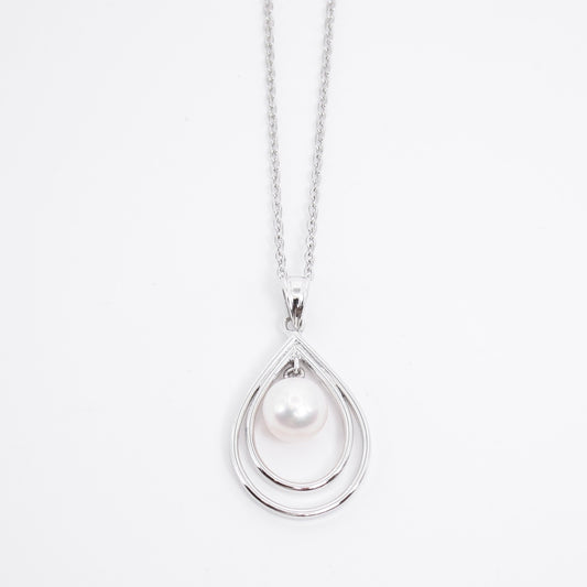 Tasaki Vintage Drop Shaped with Pearl Silver Necklace