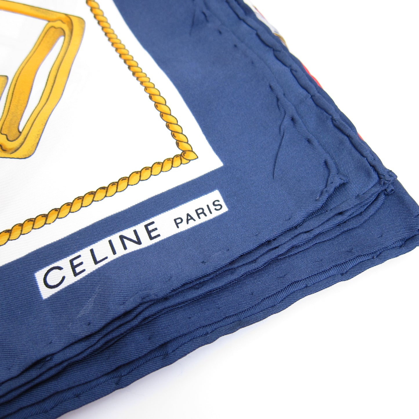 Celine Vintage Red White and Blue Silk Scarf